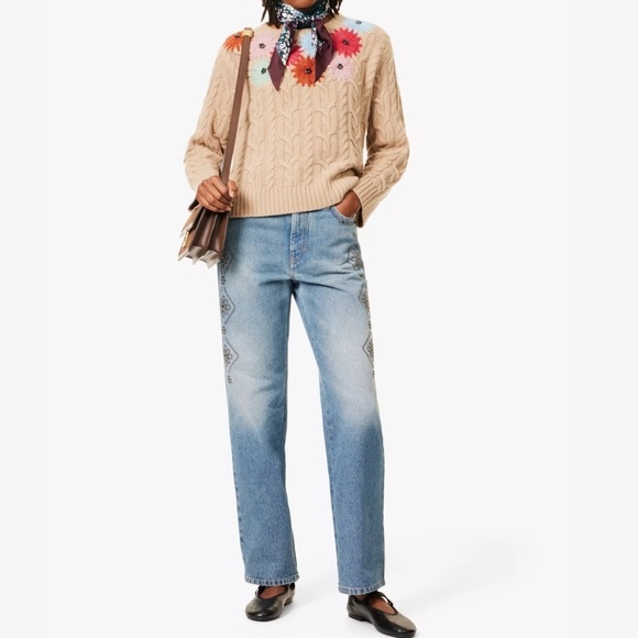 Weekend Max Mara x Joy Road Lucy Hale Gatti high rise straight stud jeans NWOT - Picture 1 of 12